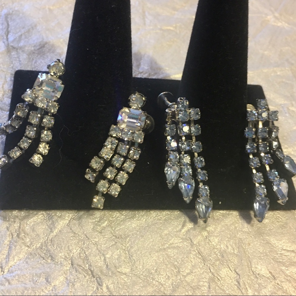 Vintage ScrewBack Crystal Earrings, 2 sets